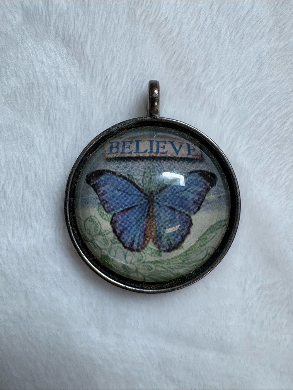 Believe Blue Butterfly Pendant
